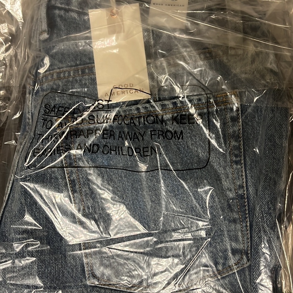 NWT Good American Good 90s Duster Straight Leg Jean in Blue950 - Picture 5 of 8